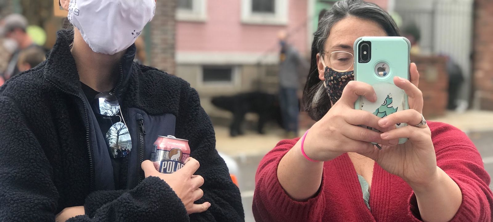 A team taking a selfie during the Thanksgiving Scavenger Hunt